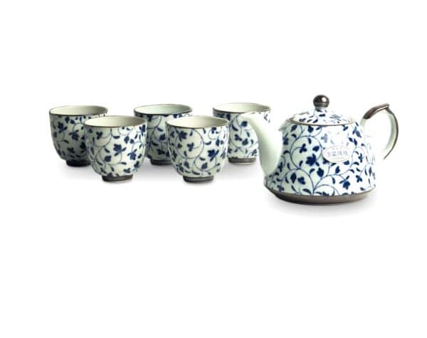 Japanse thee set - Bloemenpatroon blauw